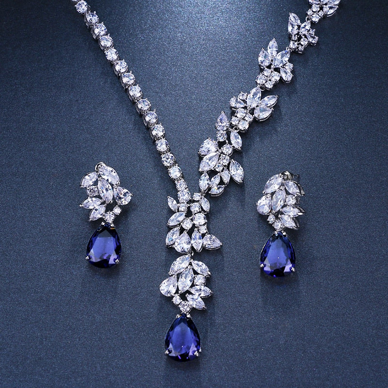 New Unique Design Choker Necklace Stud Earrings Bridal Jewelry Sets