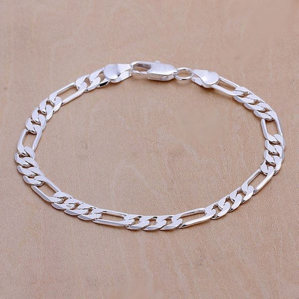 Bonito regalo de boda, cadena color plata de 6 mm para hombre y mujer.