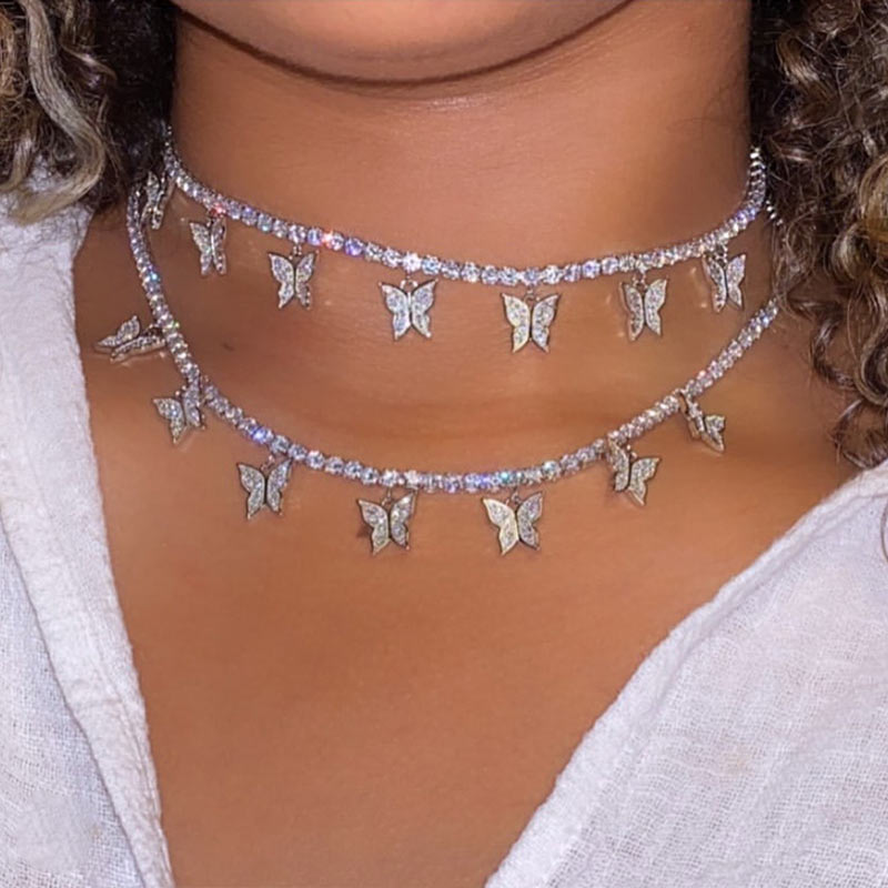 Butterfly Pendants Rhinestone Women Necklaces