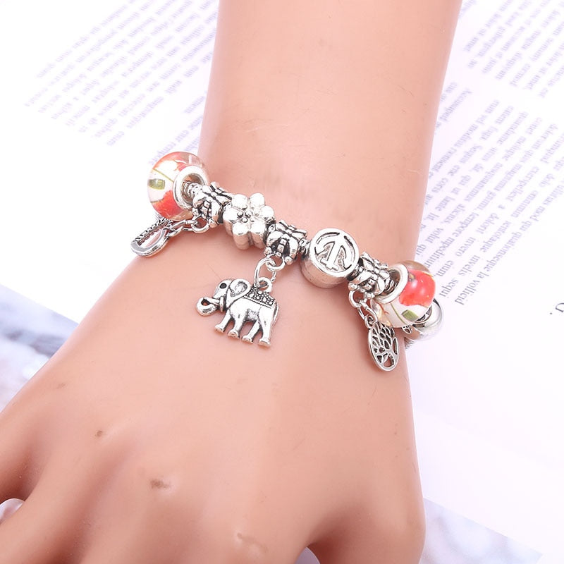 dragonfly owl Shape Crystal Charm Bracelets