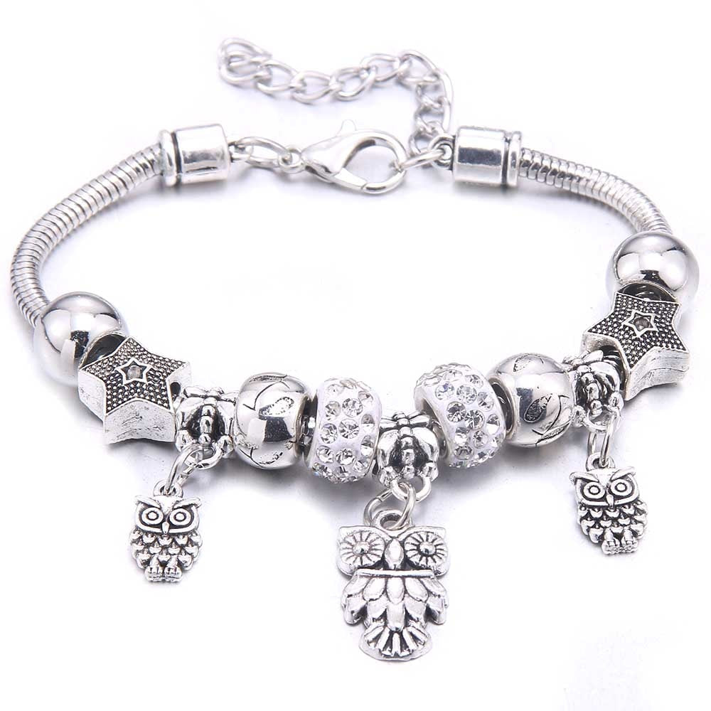 dragonfly owl Shape Crystal Charm Bracelets