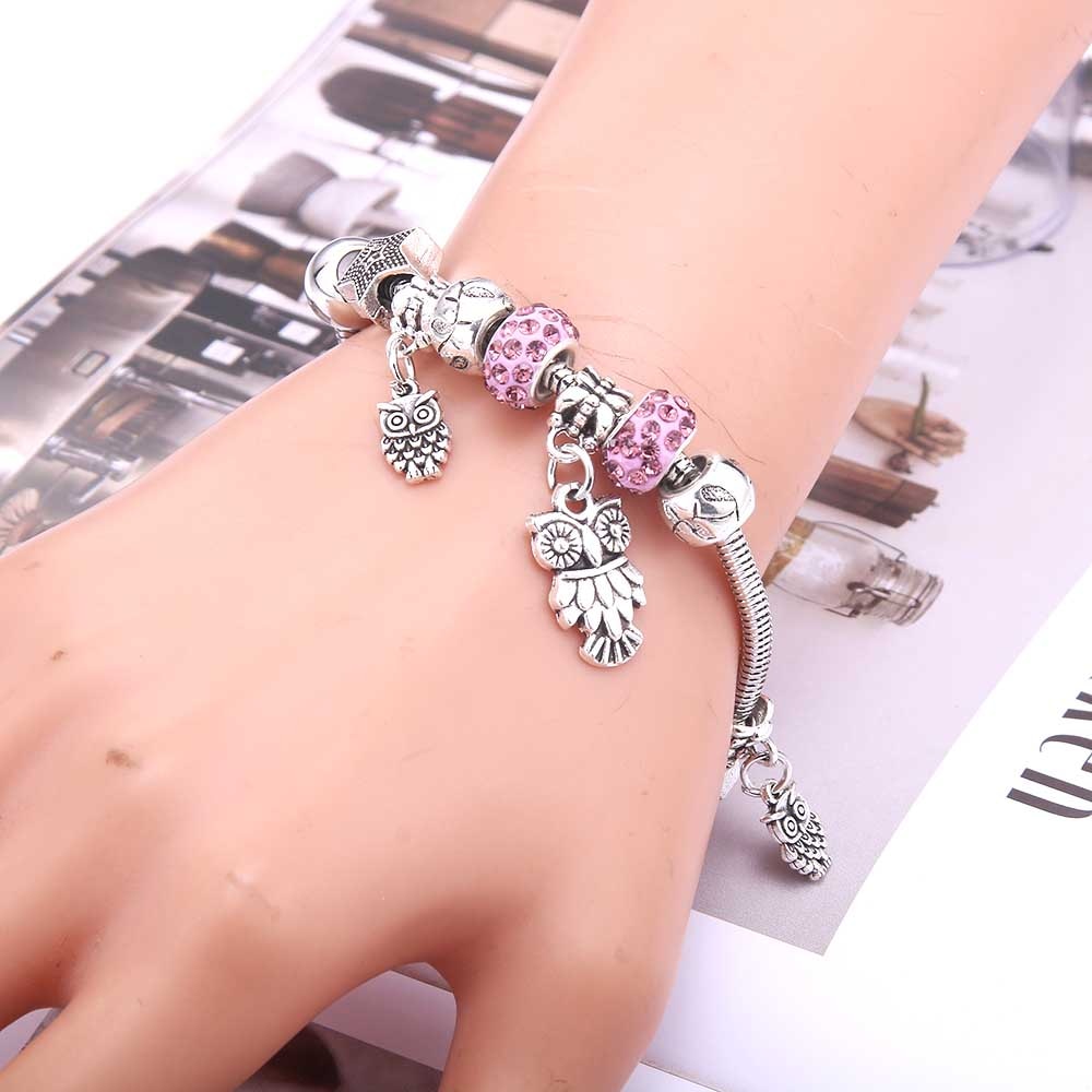 dragonfly owl Shape Crystal Charm Bracelets