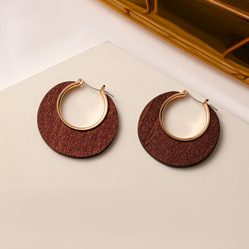 Women Brown Arcylic Geometric Dangle Drop Gold Earing