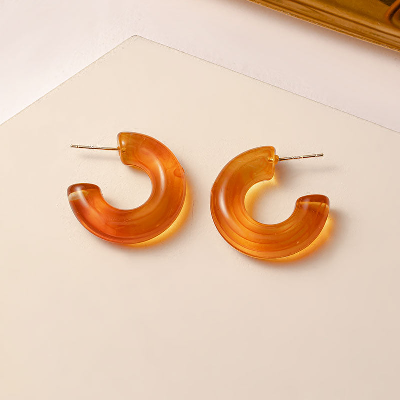 Women Brown Arcylic Geometric Dangle Drop Gold Earing