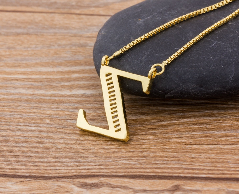 Luxury Gold Color A-Z 26 Letters Necklace CZ Pendant