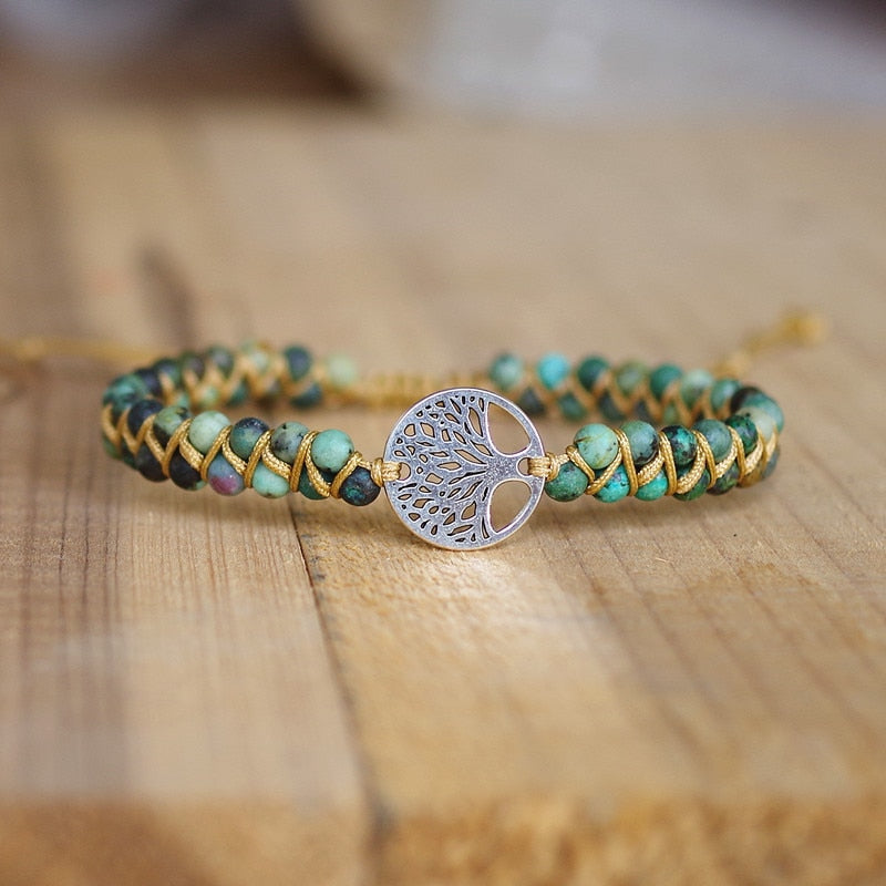 Natural Stone Boho Yoga Wrap Bracelet
