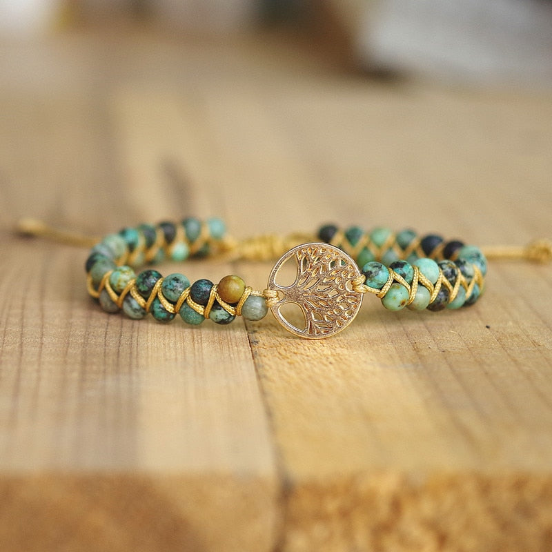 Natural Stone Boho Yoga Wrap Bracelet