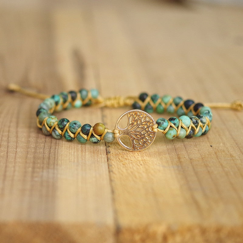 Natural Stone Boho Yoga Wrap Bracelet
