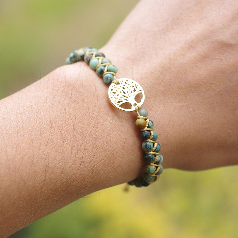 Natural Stone Boho Yoga Wrap Bracelet