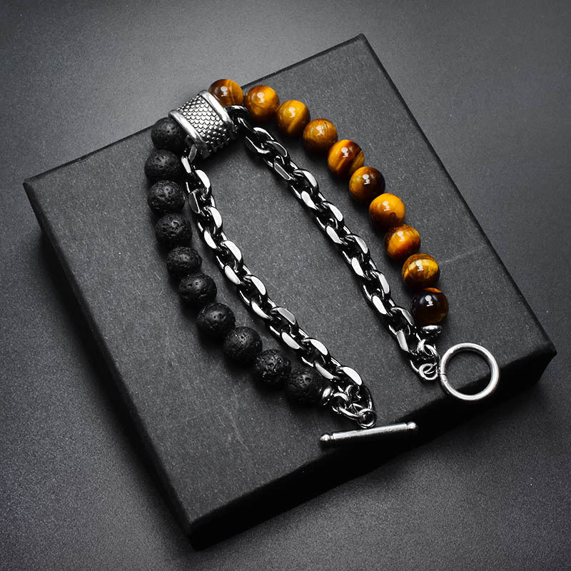 Men's Tiger Eye Stone Beaded Bracelet