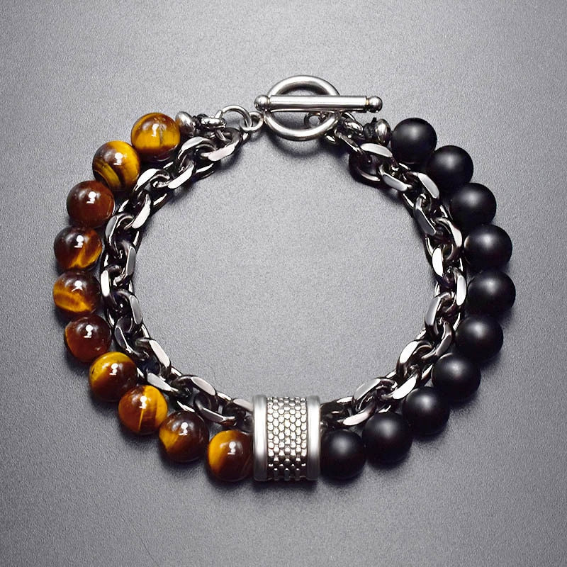 Men's Tiger Eye Stone Beaded Bracelet