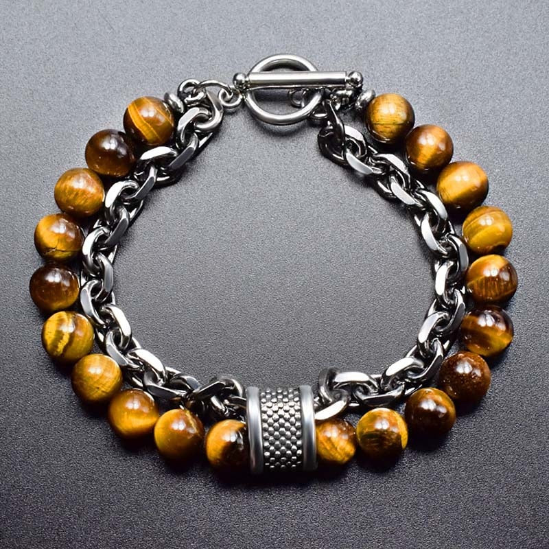 Men's Tiger Eye Stone Beaded Bracelet