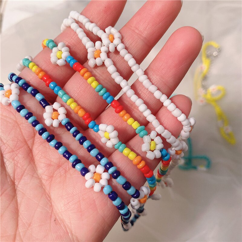 Daisy Flower Colorful Beads Clavicle Choker Necklace