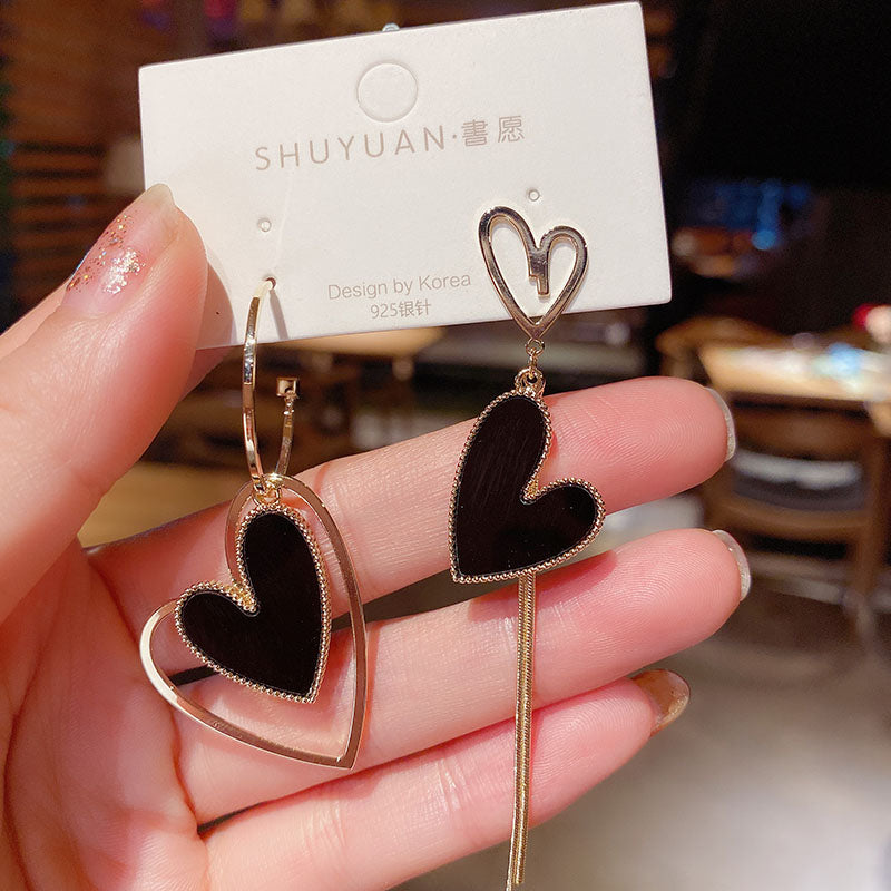 Women Trendy Crystal Love Heart  Korean Earring