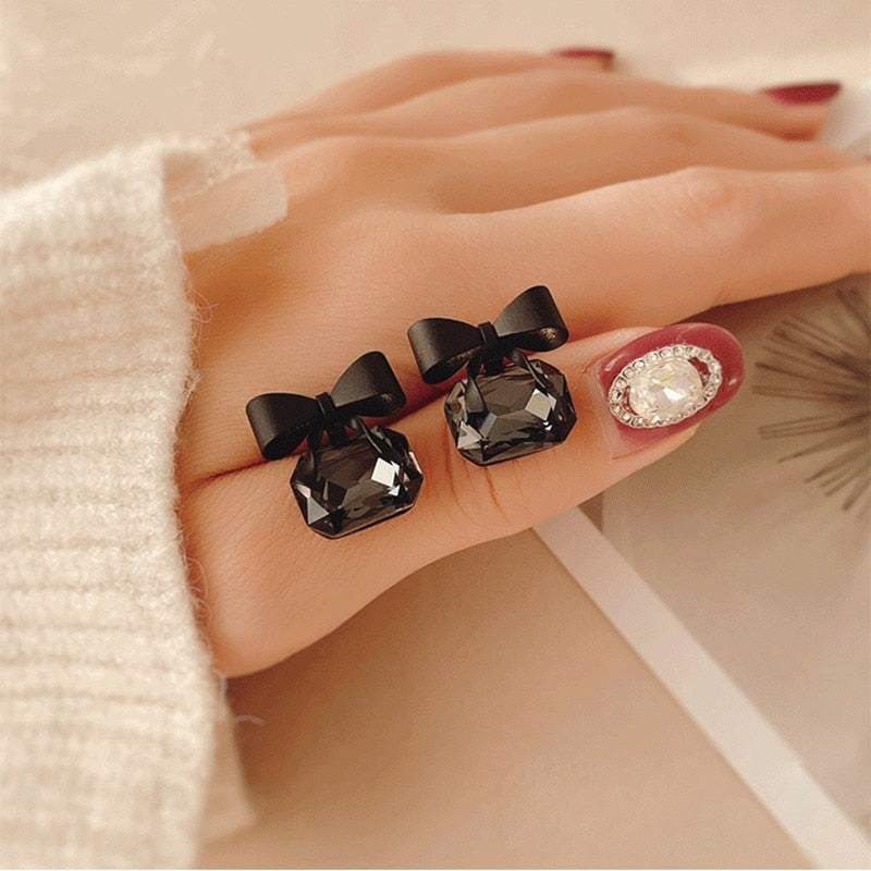 Women Trendy Crystal Love Heart  Korean Earring