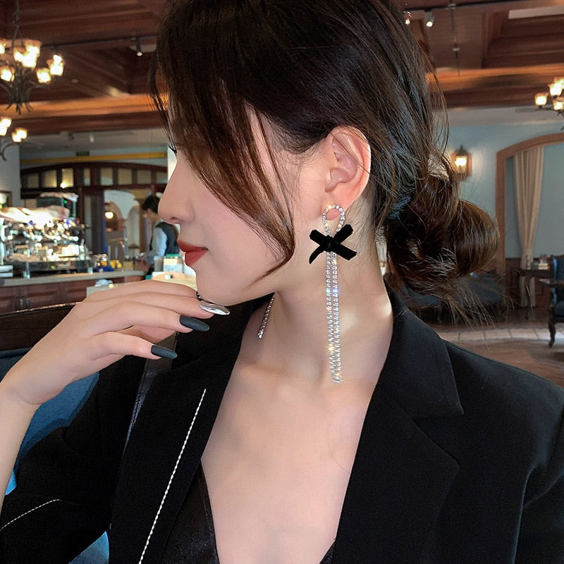 Women Trendy Crystal Love Heart  Korean Earring