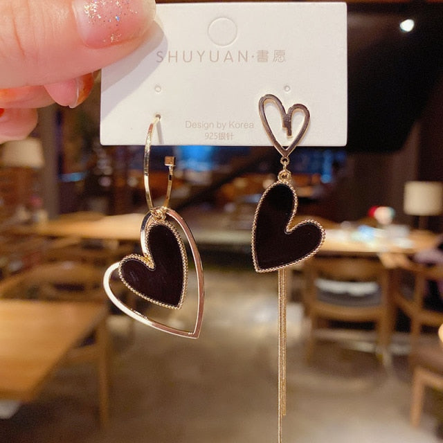 Women Trendy Crystal Love Heart  Korean Earring