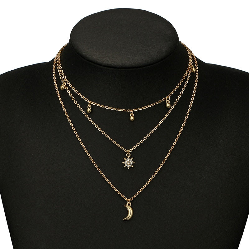 Multi Layered Moon Women Necklace