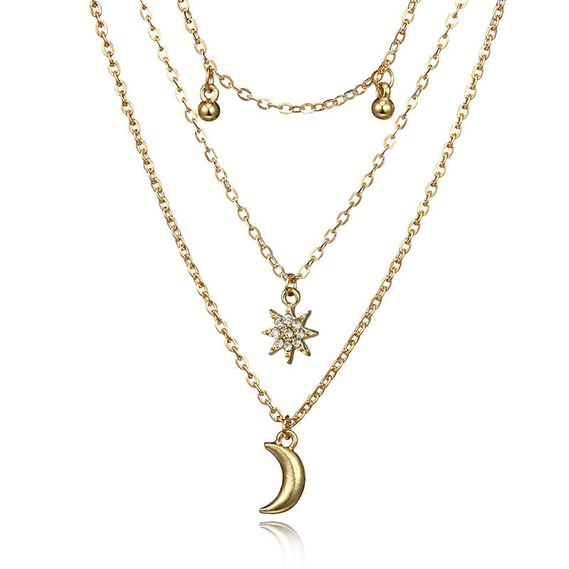 Multi Layered Moon Women Necklace