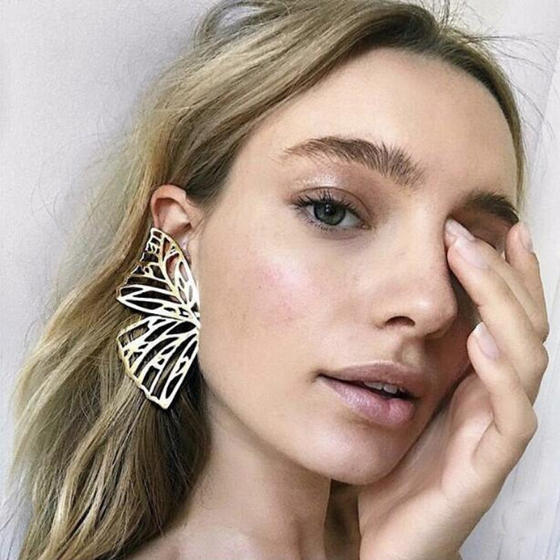 Gold Hollow Butterfly Drop Dangle Earring