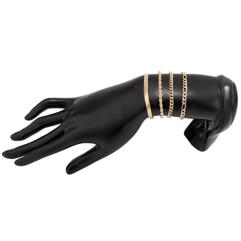 Girls Fashion Gold Color Rope Chain Herringbone Link Bracelet