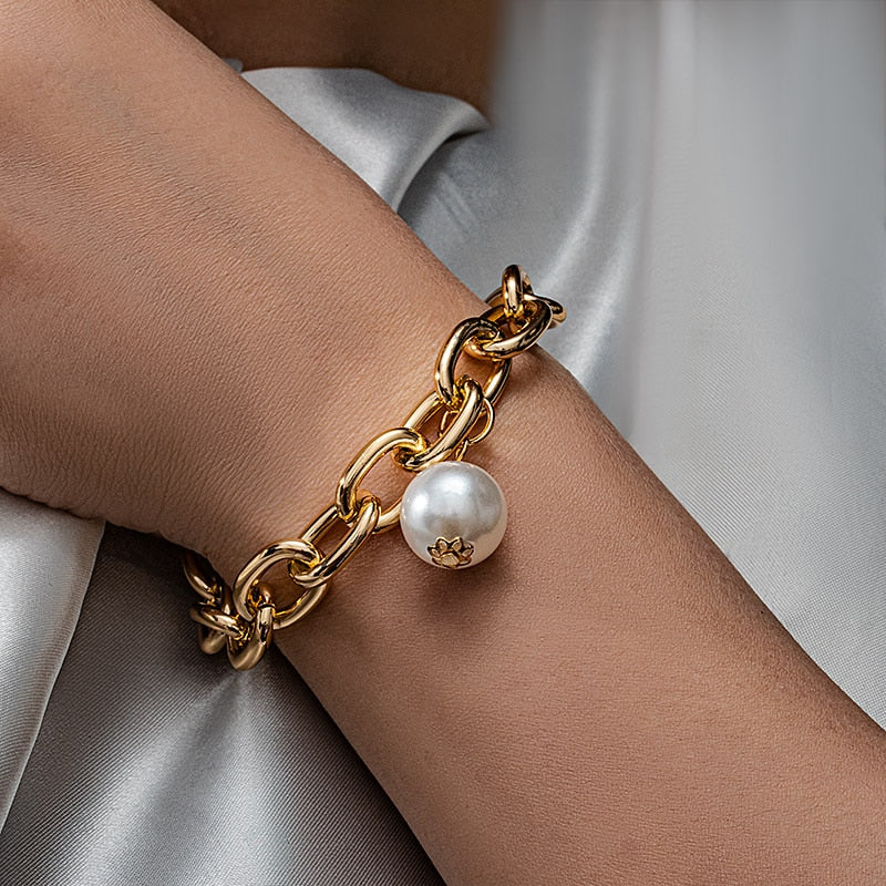 Bohemian Luxury Vintage Portrait Pearl Gold Bracelet