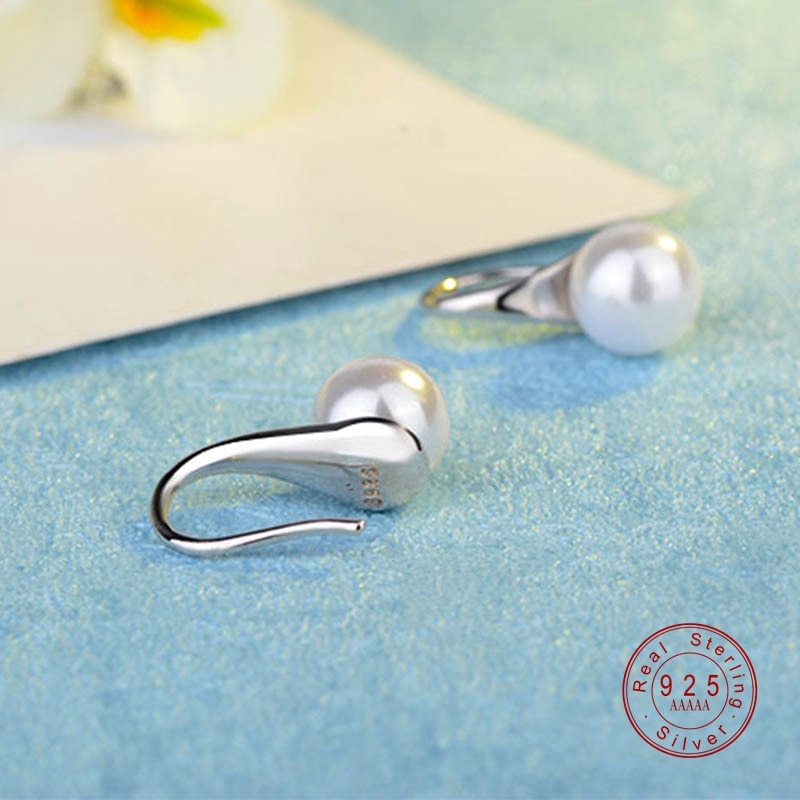 Simple Round White Pearl Earrings