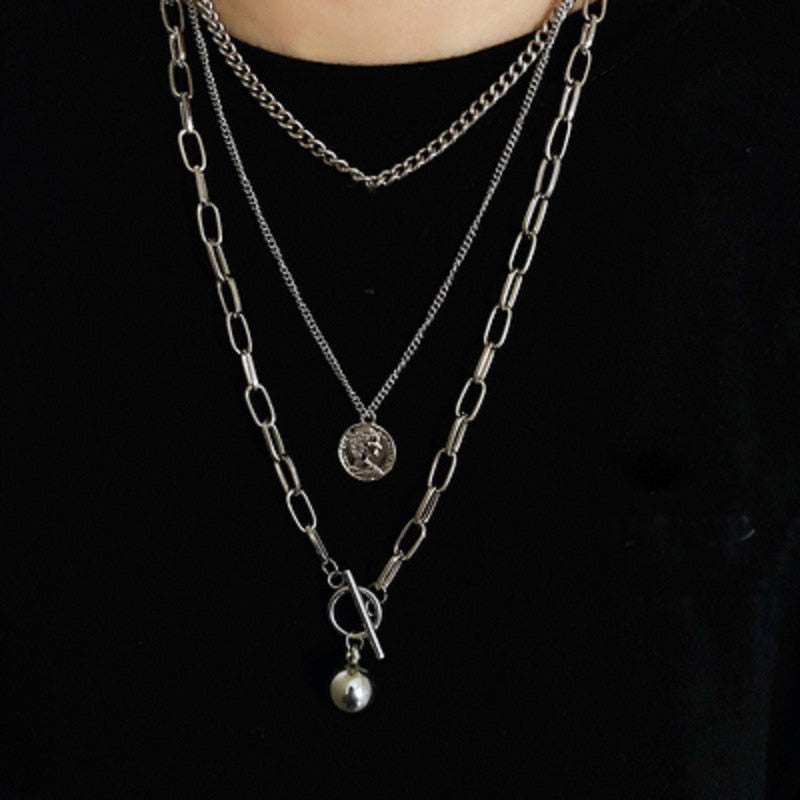 New Trendy Metal Ball Coin Cross Pendant