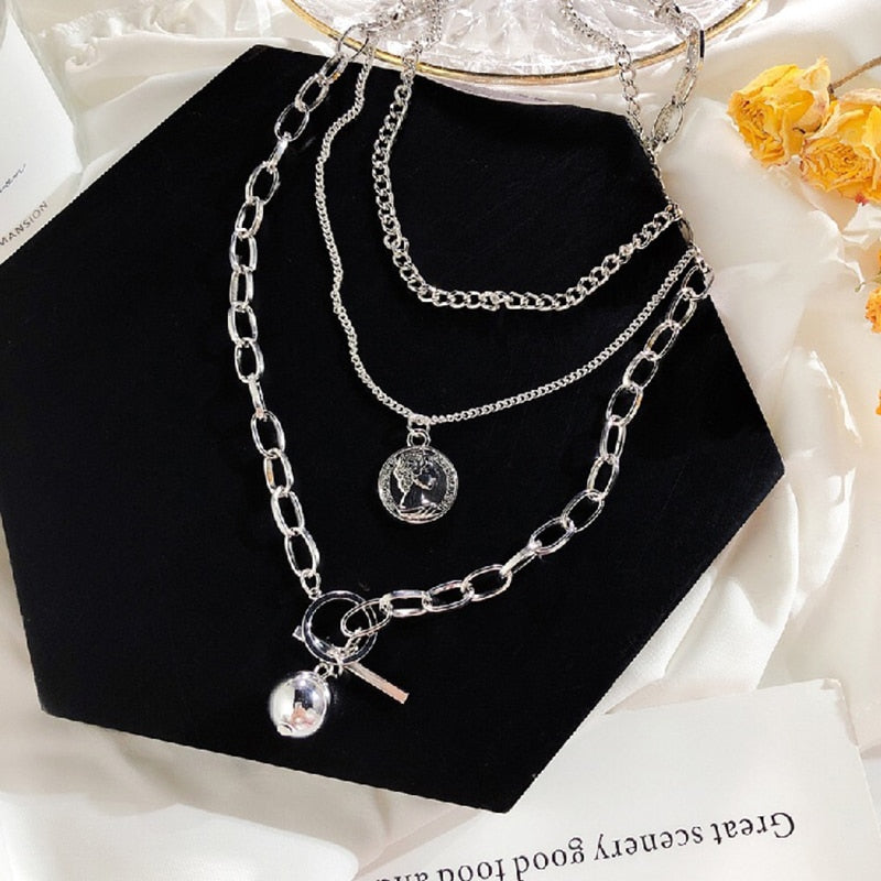 New Trendy Metal Ball Coin Cross Pendant