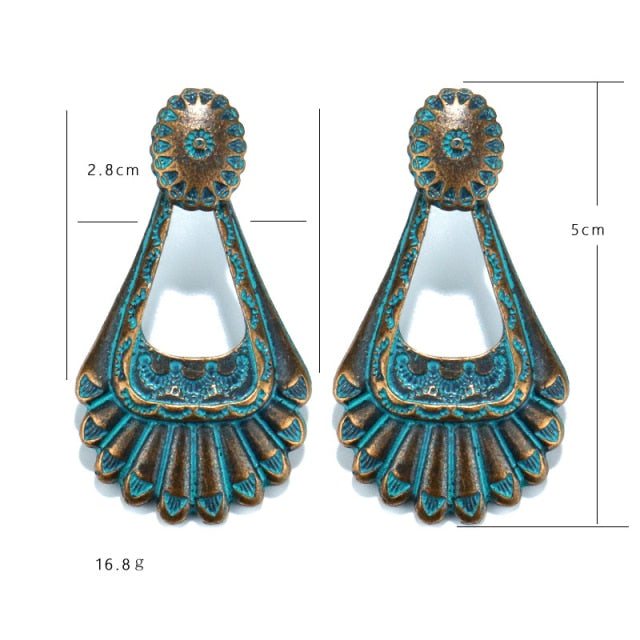 Women Alloy Crystal Ethnic Beads Boho Flower Earrings