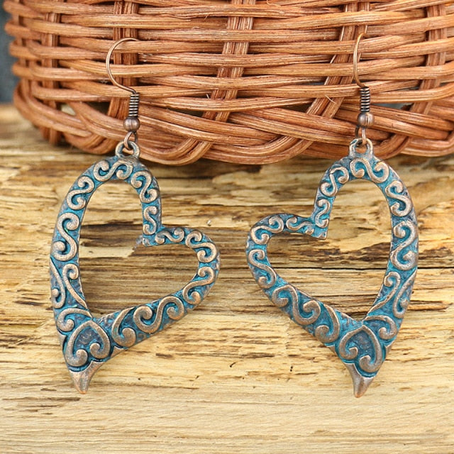 Women Alloy Crystal Ethnic Beads Boho Flower Earrings