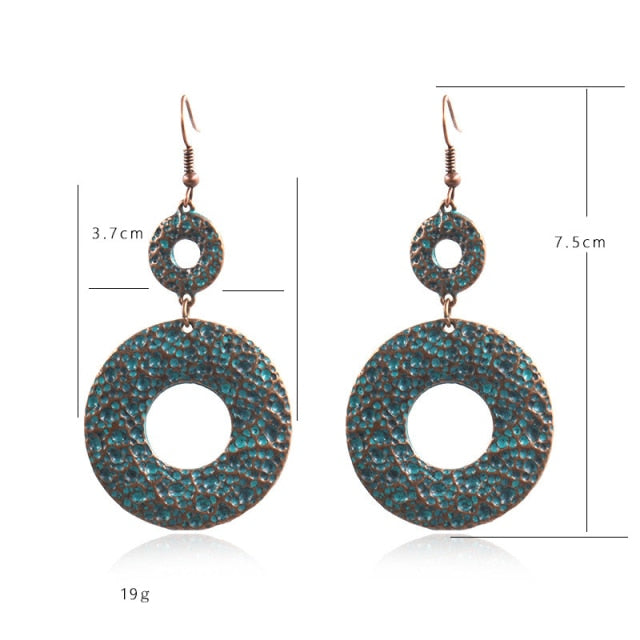 Women Alloy Crystal Ethnic Beads Boho Flower Earrings