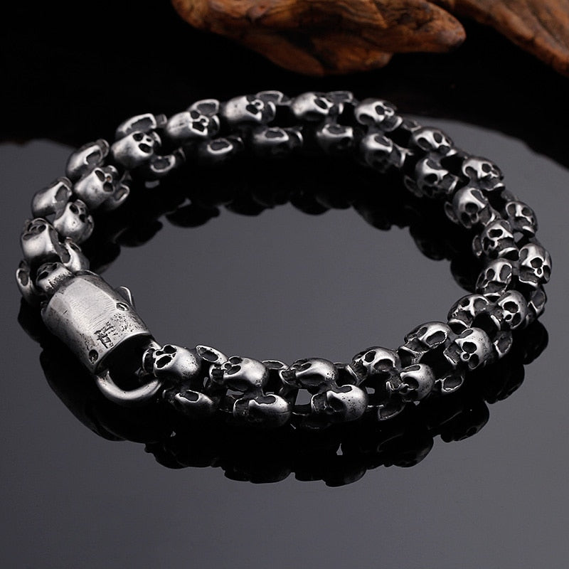 Punk Shiny Matte Skull Charm Link Chain Brecelets