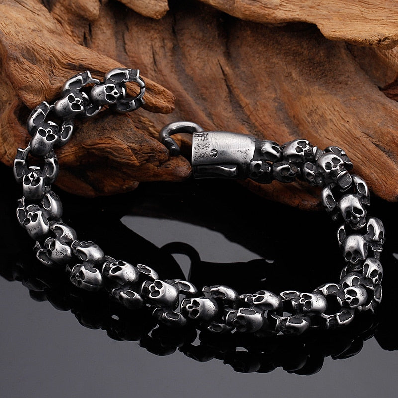 Punk Shiny Matte Skull Charm Link Chain Brecelets
