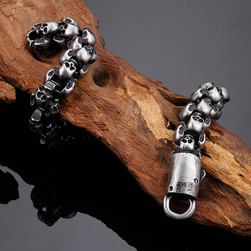 Punk Shiny Matte Skull Charm Link Chain Brecelets
