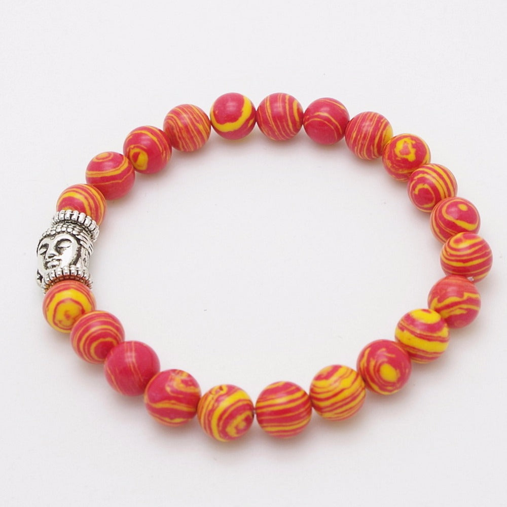 Red Natural Stone Bead Buddha Bracelets