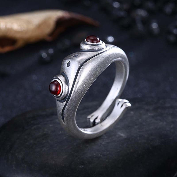 Anillo abierto de dibujos animados de rana linda de moda