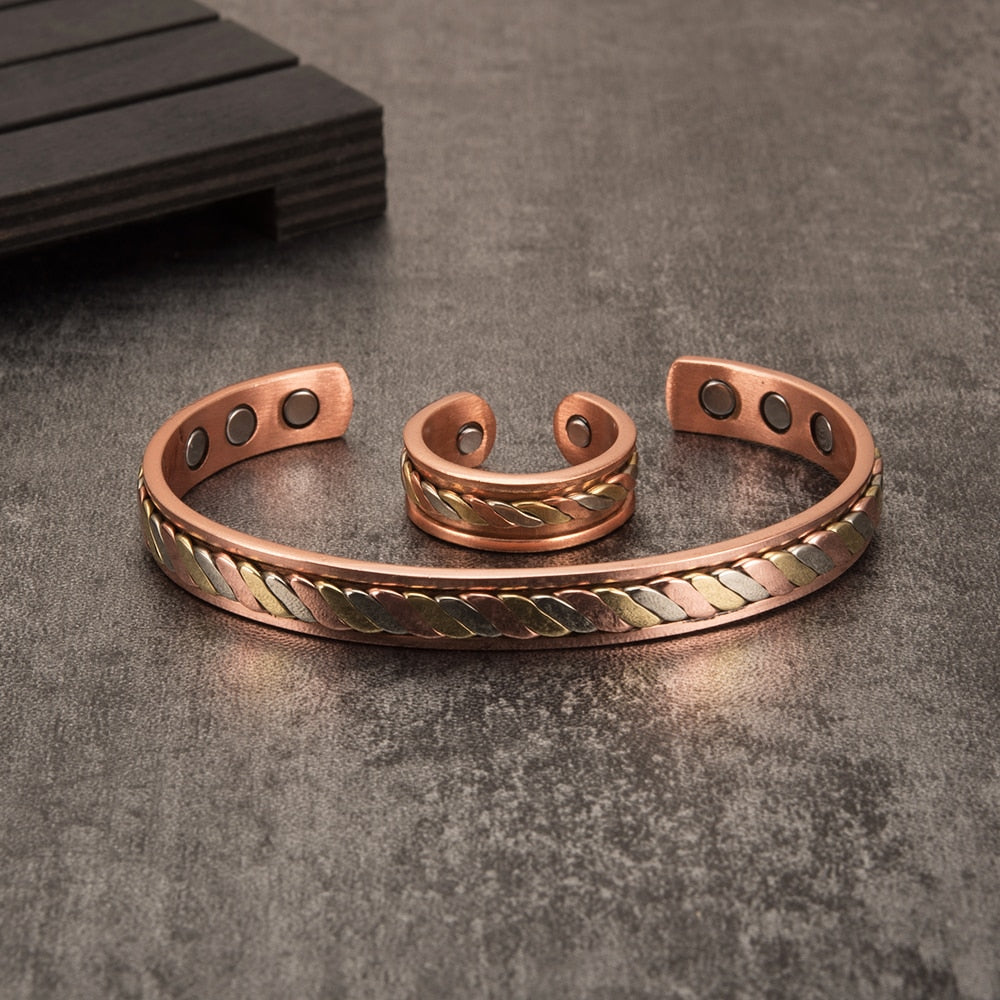 Magnetic Copper Bracelet Ring  Jewelry Sets