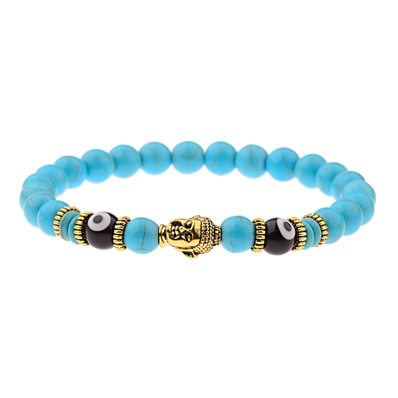 8mm Elastic Round Bright Black Stone Chakra Bracelets