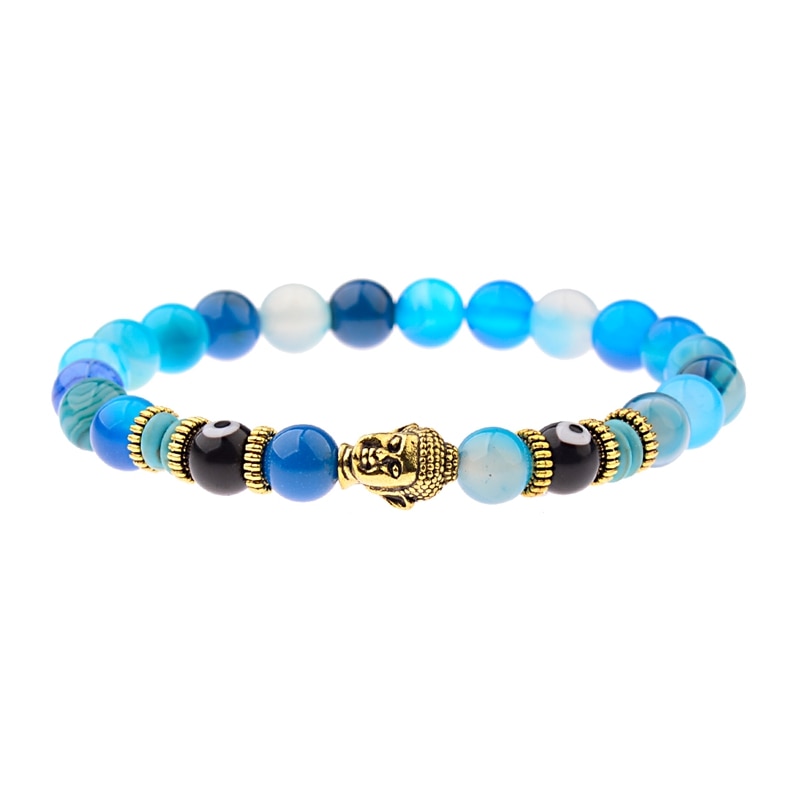 8mm Elastic Round Bright Black Stone Chakra Bracelets