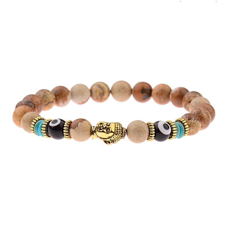 8mm Elastic Round Bright Black Stone Chakra Bracelets