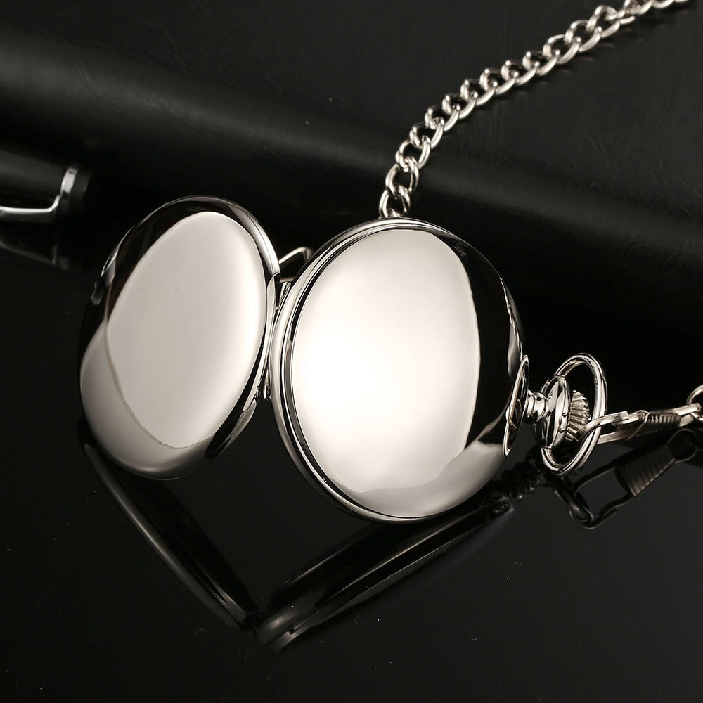 Personalized Retro Smooth Men Black Pocket Watch