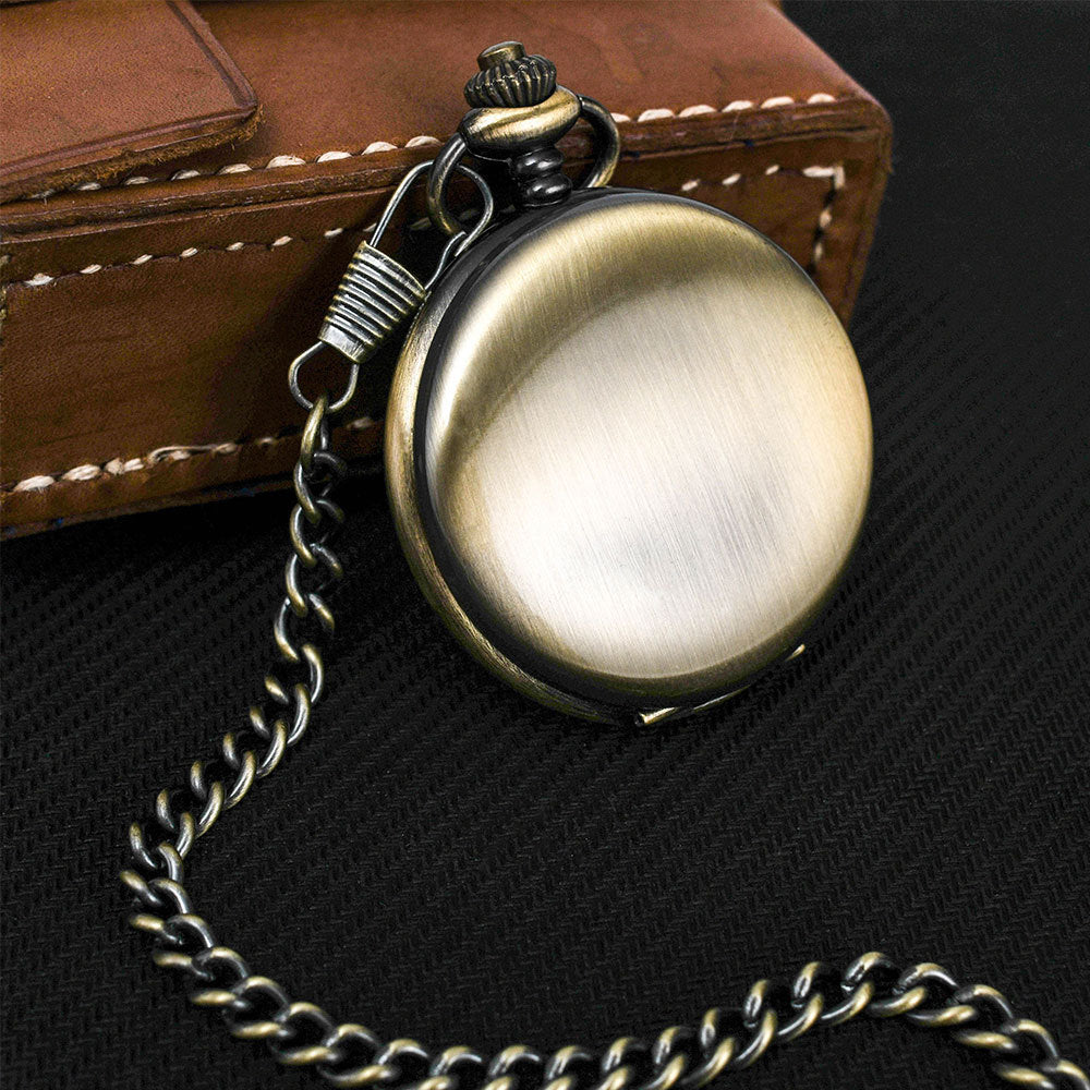 Personalized Retro Smooth Men Black Pocket Watch