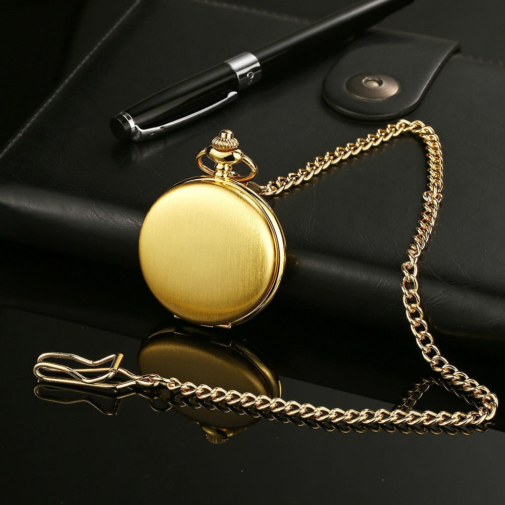 Personalized Retro Smooth Men Black Pocket Watch