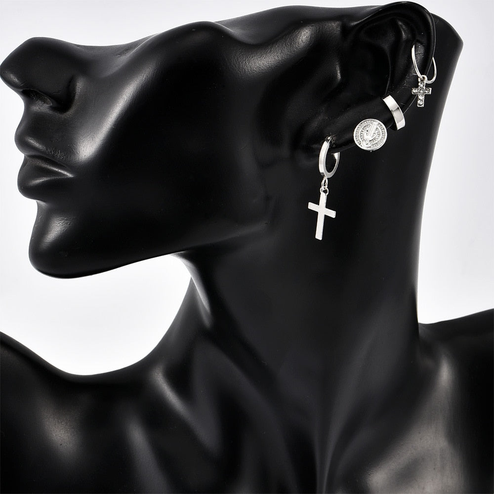 Fashion Jewelry Popular Personality Cross Humanoid Simple Stud Earrings