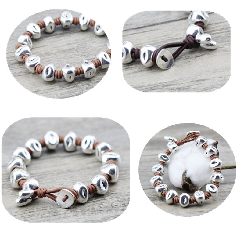 Handmade Wrap Retro Braided Tribal Wristbands Leather Bracelet