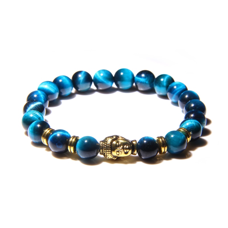 Natural AAA Royal Blue Tiger Eye Stone Beads Bracelet