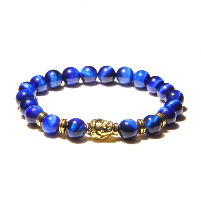 Natural AAA Royal Blue Tiger Eye Stone Beads Bracelet
