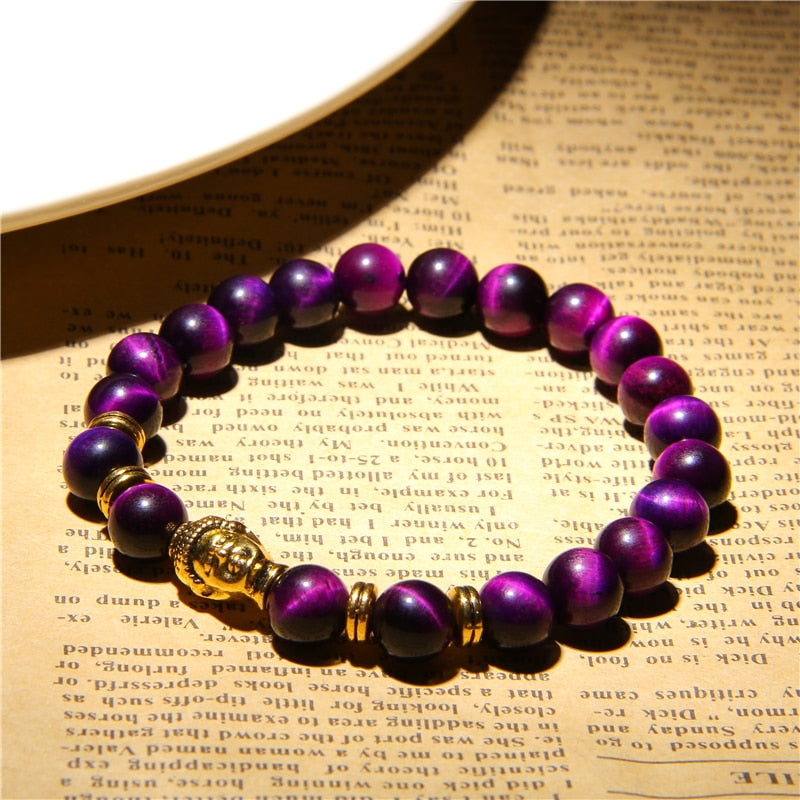 Natural AAA Royal Blue Tiger Eye Stone Beads Bracelet