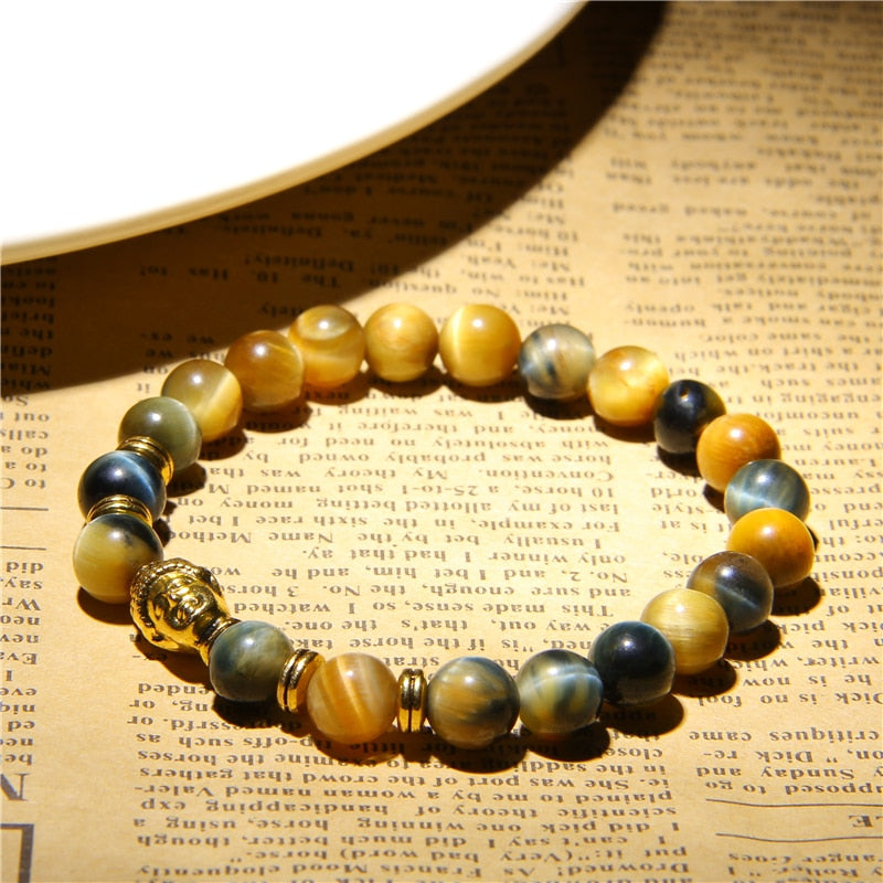 Natural AAA Royal Blue Tiger Eye Stone Beads Bracelet